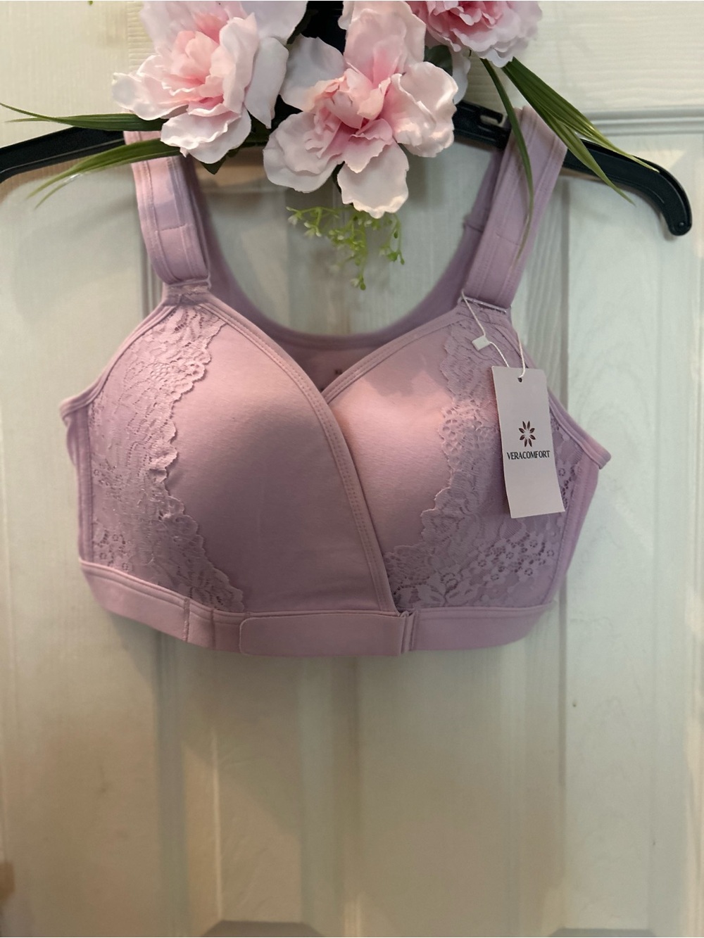 Soft Lace Wireless Bra in Light Lavender